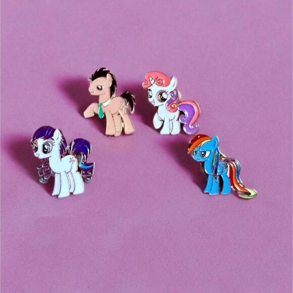 Enamel Pin Set - My Little Pony 4 Pcs, Rainbow Dash Rarity Kawaii Ponies